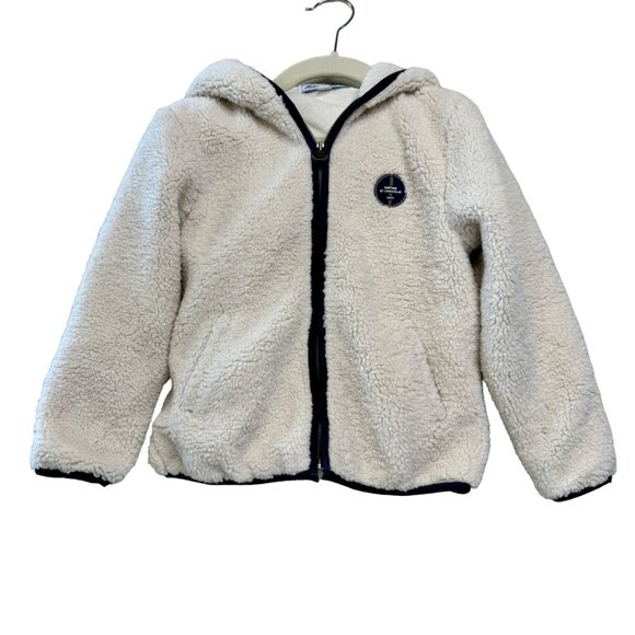 Tartine et Chocolat Other - TARTINE ET CHOCOLAT Hooded Sherpa Jacket Boys 6 Cream/Blue Warm Winter Fleece